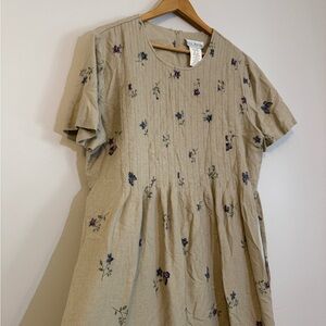 Vintage Linen Dress - Adjustable Size L